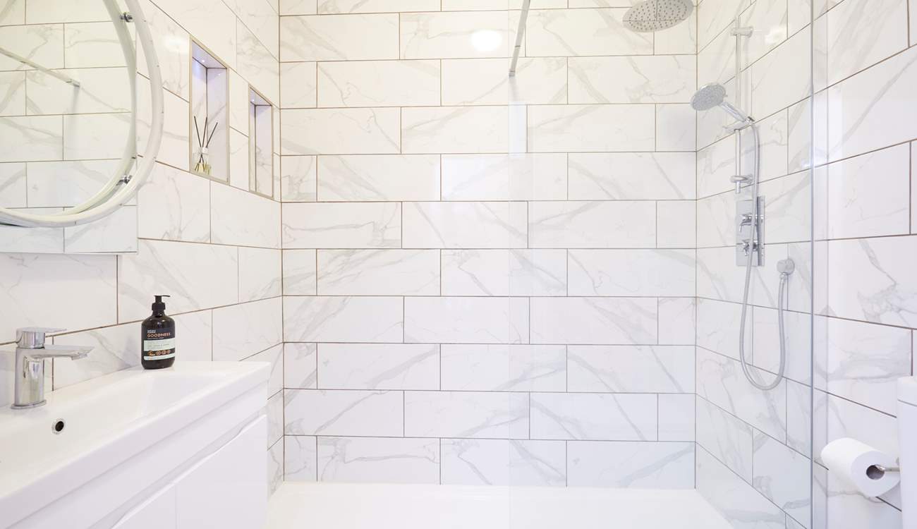 The sleek shower-room. 