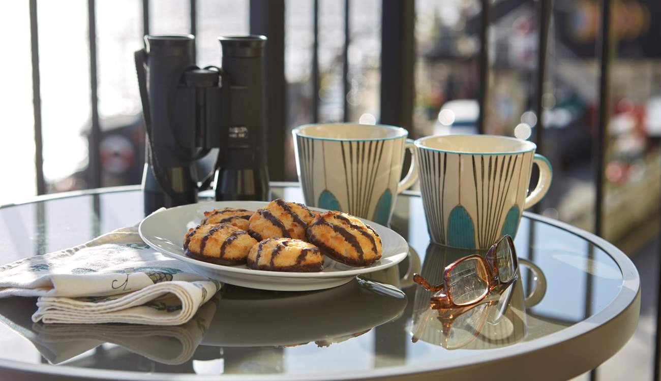 Grab your binoculars and check out the ships passing on their way to France and Spain.