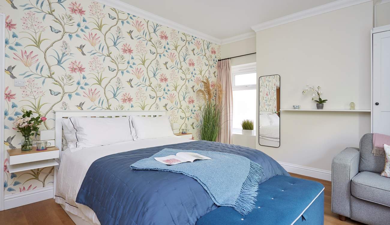 The bedroom is bright and spacious.