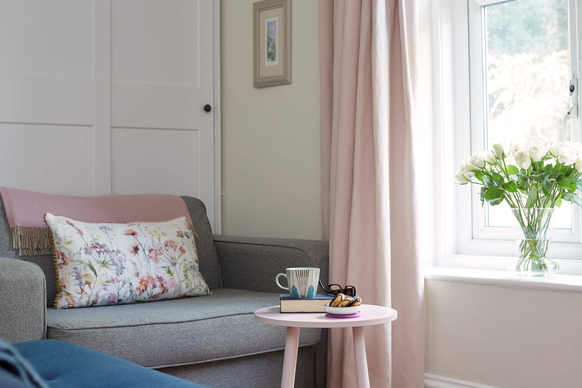 The oversized arm chair is a comfortable spot to curl up with a good book.