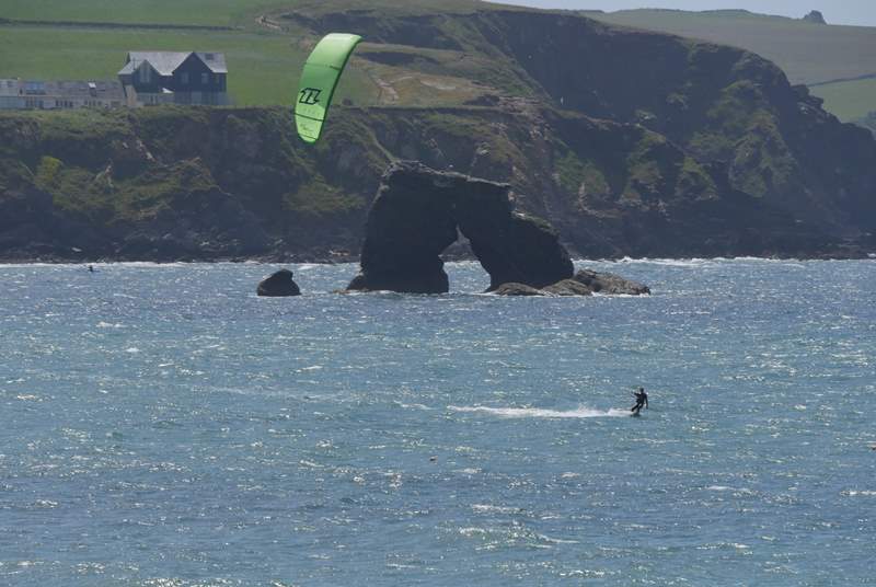 The kite surfers are a fabulous sight. Thurlestone Sands is a favorite beach for such amazing water sports.