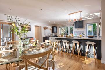 The open plan kitchen and dining space is truly fabulous.