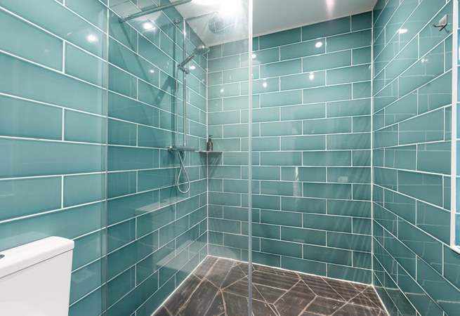 The downstairs wet-room has a lovely, spacious shower.