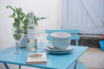 Seaside blue hues.