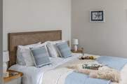 Calming shades and lovely linens.