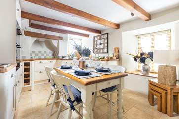 Bright and welcoming, the lovely kitchen/diner.