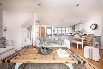 There's enough space for family game night on the beautiful coffee table.