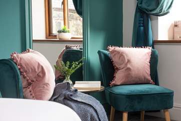 Oh so pretty, bedroom 2, with wardrobe hidden behind the mirror.