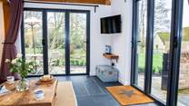 The sitting-area overlooks the lovely gardens. 