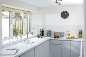 Light fills the kitchen.