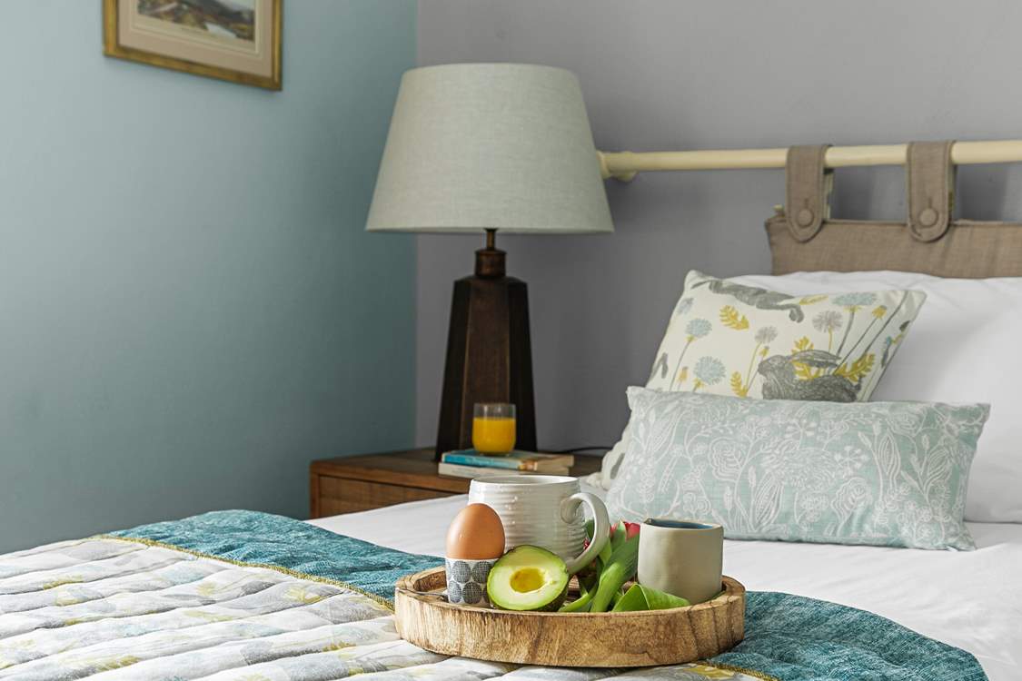 A little breakfast in bed is very welcome on holiday!