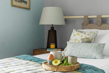 A little breakfast in bed is very welcome on holiday!
