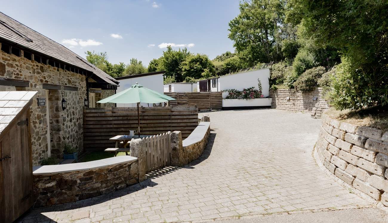 The parking is at the back of the property.