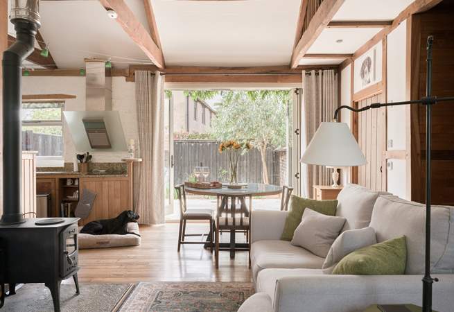 A crafted blend of rustic and contemporary styling greets you in the living space and continues throughout. The log burner creates such a cosy place to be during the colder months...