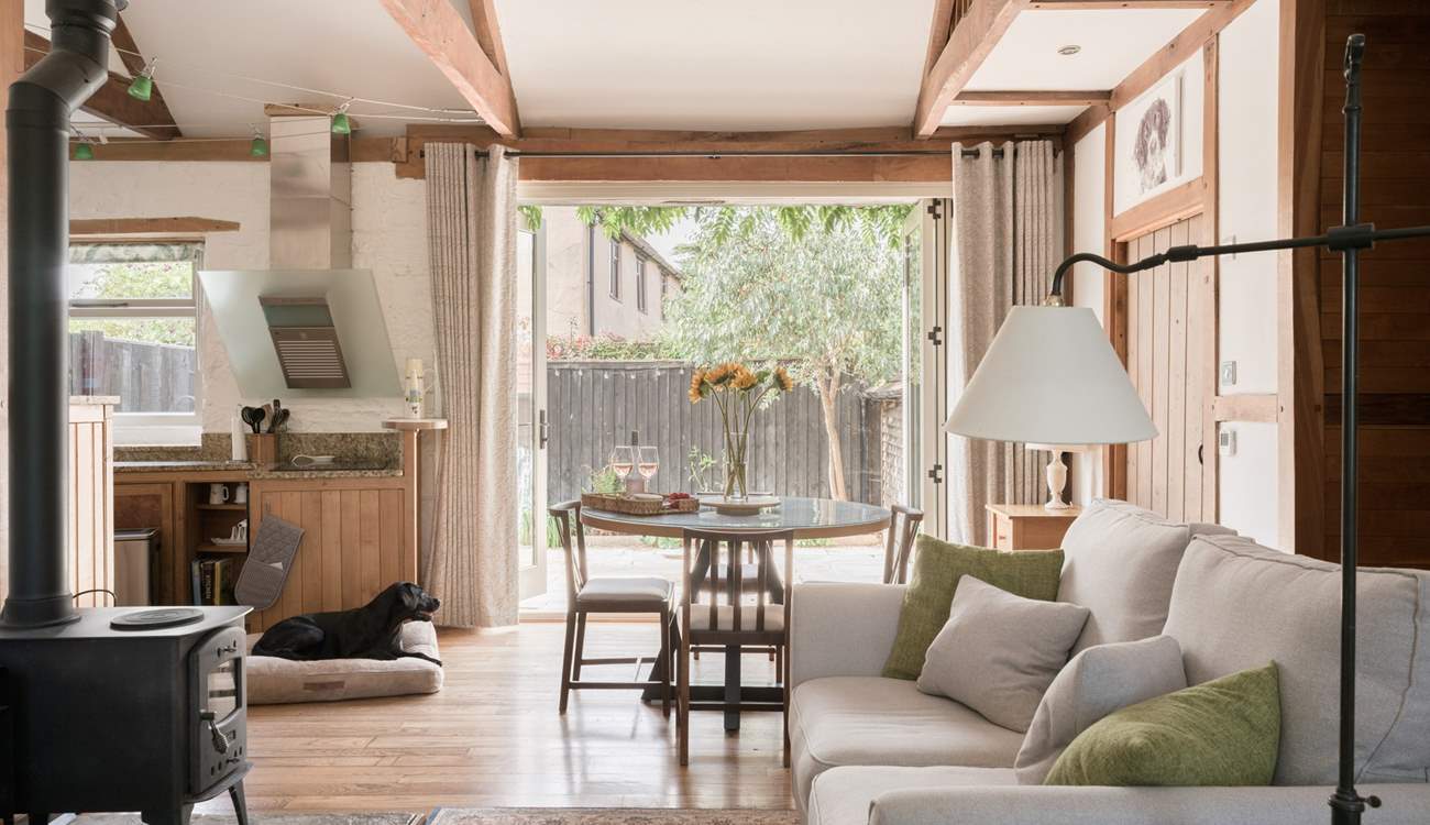 A crafted blend of rustic and contemporary styling greets you in the living space and continues throughout. The log burner creates such a cosy place to be during the colder months...