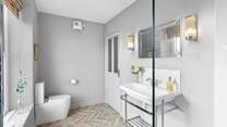 The family shower-room is light and bright.