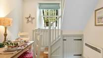 The dining-area adjoins the kitchen.