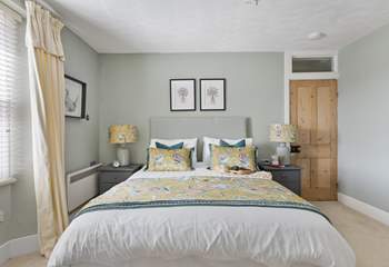 The double bedroom with king-size bed and luxury linens is exquisite. 