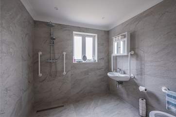 The spacious wet-room with rainfall shower.