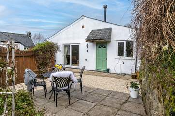 The private patio is the perfect spot for al fresco dining.