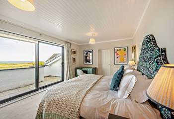 Coffee on the balcony taking in the panoramic sea views from the main bedroom. 