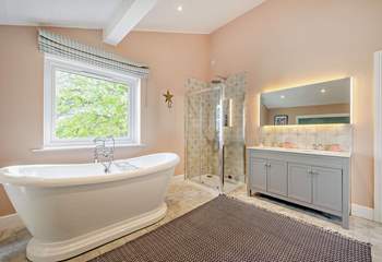 This beautiful bathroom is shared with bedrooms 6 and 7.