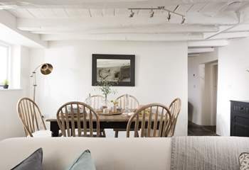 Holiday meals are served up at the dining-table.