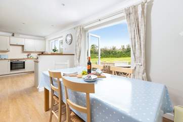 The L-shaped open plan living space flows beautifully.