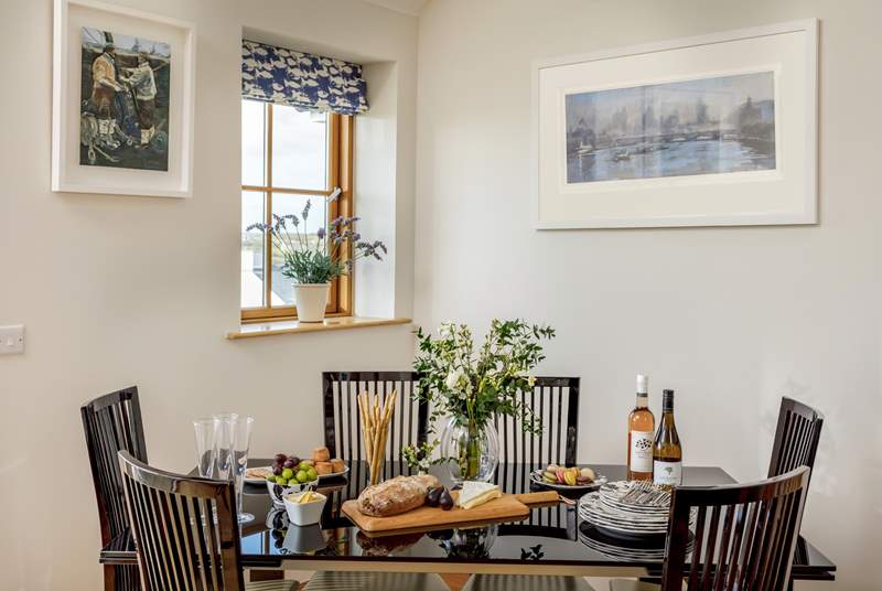 The dining-table in the sitting/dining-room is the perfect place to chat about the day's adventures.