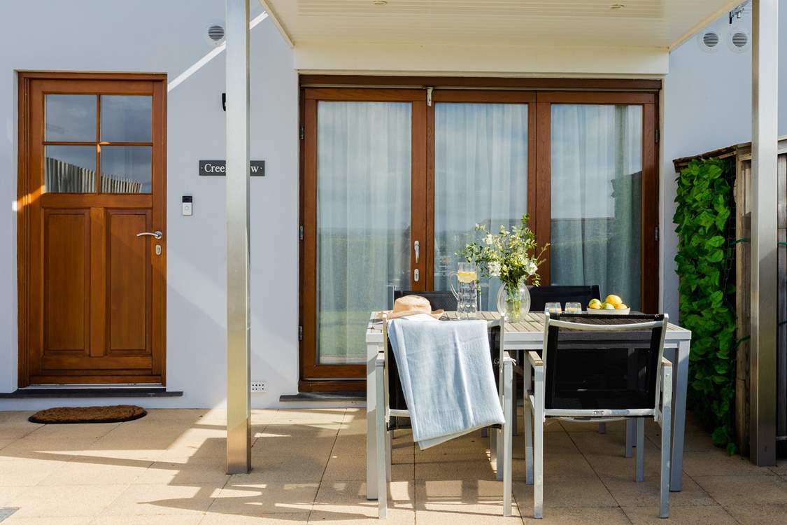 The pretty terrace is perfect for al fresco dining.