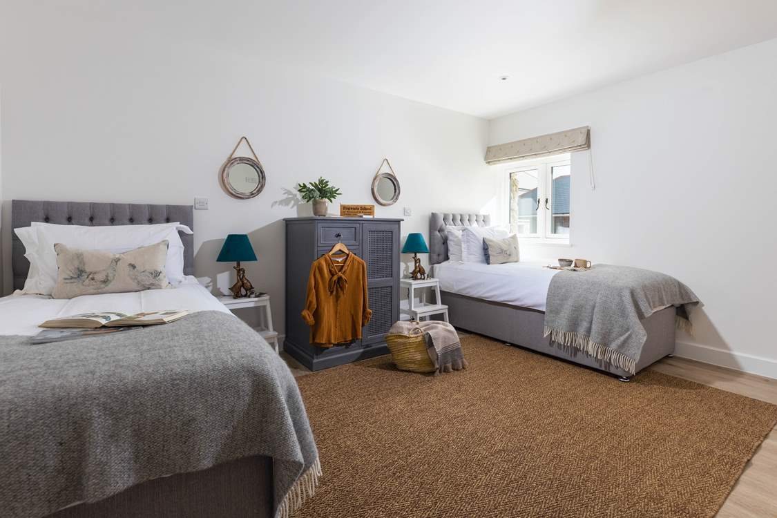 This lovely bedroom can be set up as twin beds as shown or as a super-king double, it also has its own en suite shower-room (Bedroom 1).