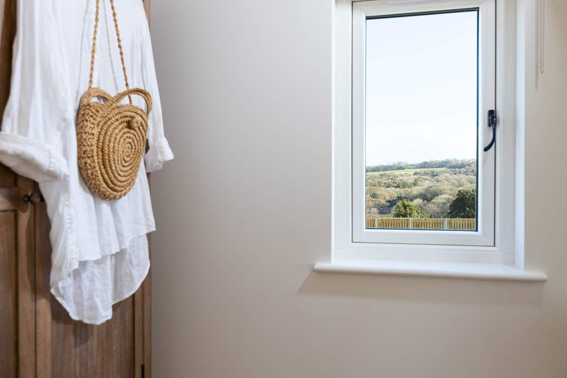 Rolling countryside views from the main bedroom.