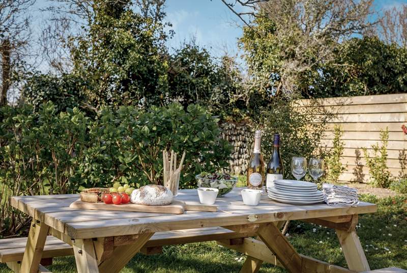 The large back garden is a peaceful spot where you can enjoy birdsong and the Cornish sunshine.