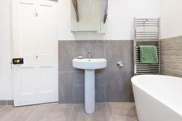 The free-standing bath, perfect for a relaxing soak.