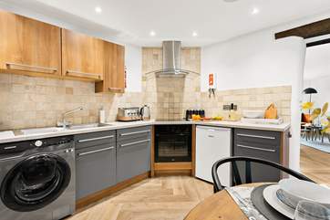 The sleek kitchen/diner for creating a culinary masterpiece.