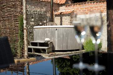 The hot tub offers the luxury of star gazing at night.