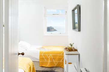 The pretty single room has a single bed with a truckle bed beneath, perfect for the children in the party.