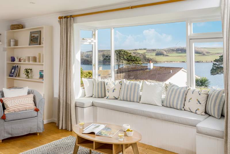 The bay window in the living-room has views over St Mawes bay and beyond.