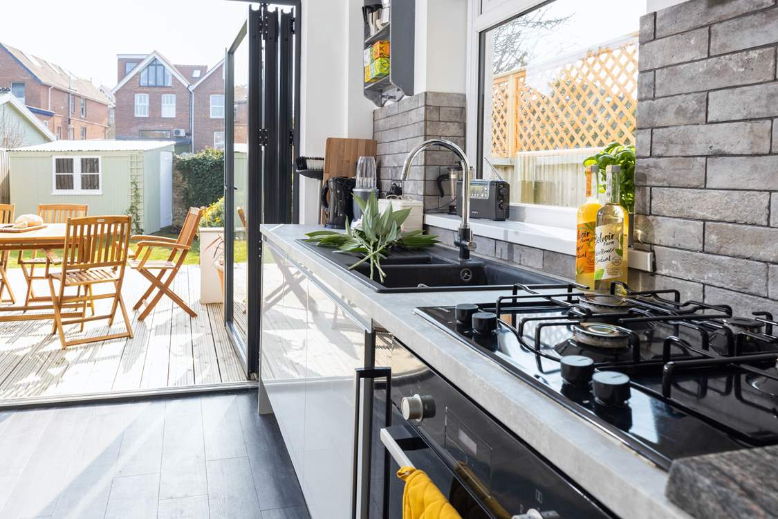 The sleek kitchen has everything you need to create a holiday feast.