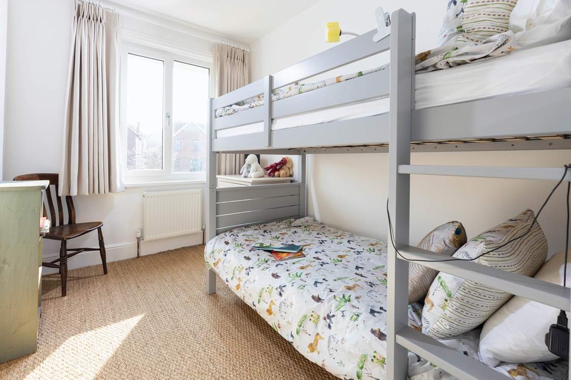 Children will love the bunk-beds in bedroom 3.