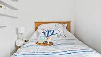 The single bedroom is perfect for either a child or adult.