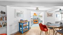 The ground floor flows from room to room.