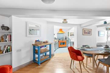The ground floor flows from room to room.
