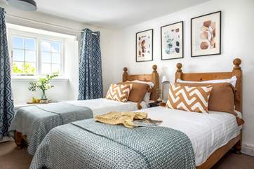 The twin bedroom is quite striking