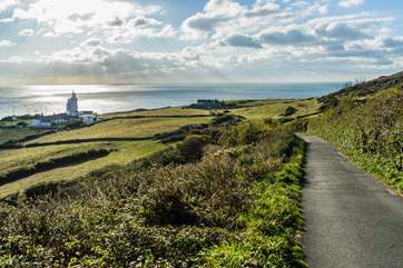 St Catherine's Lighthouse sits overlooking the bay.
