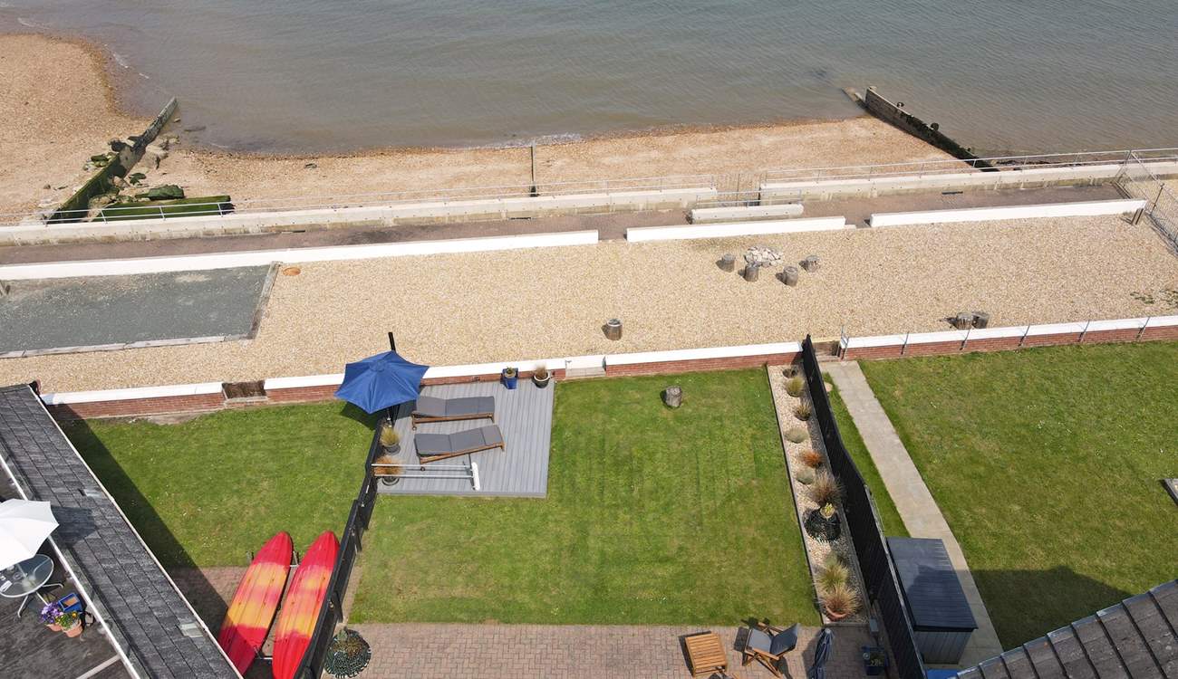 A peaceful beach area can be found at the bottom of the garden, follow the path to the left for your morning dip.