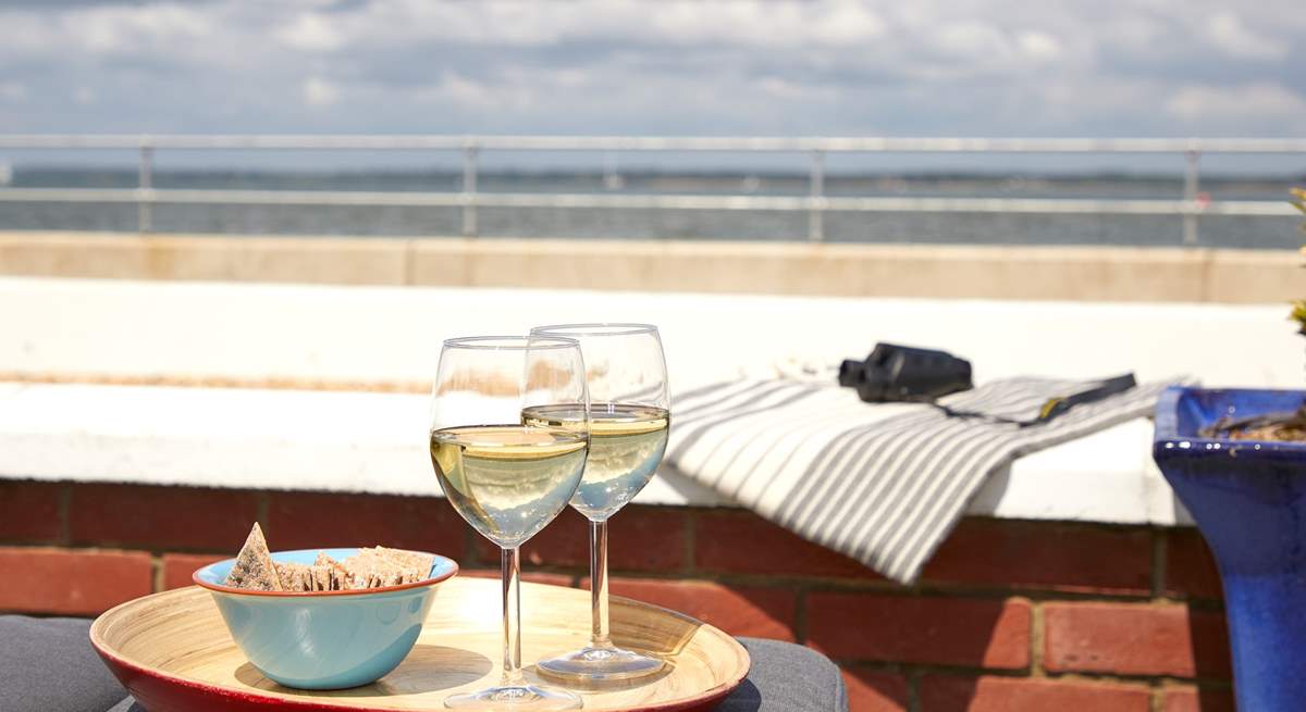 A glass of wine with a sea view!