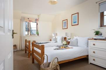 The twin bedded room is perfect for either children or adults.