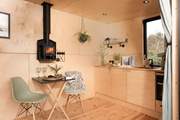 The cabin is designed to let in plenty of natural light.