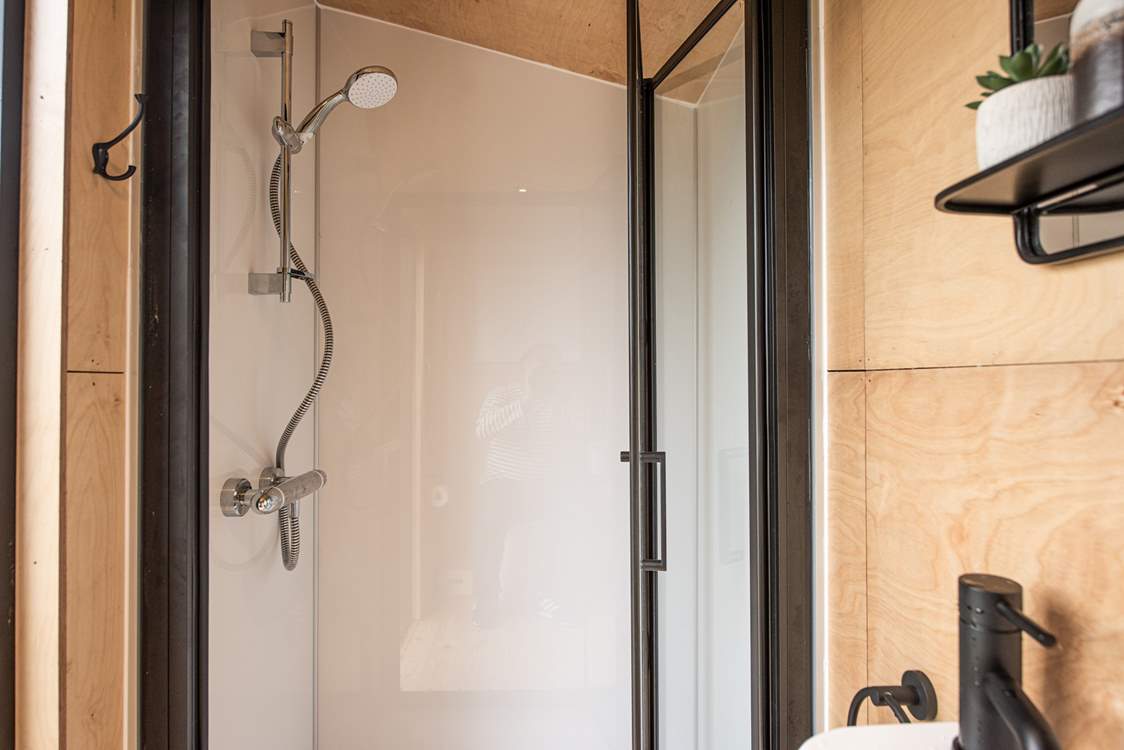 The stylish shower-room is perfect for freshening up in after a day of adventures.